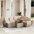 vidaXL 8 Piece Solid Acacia Wood Sofa Set in White/Cream/Beige