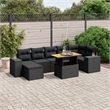 vidaXL 8 Piece Solid Acacia Wood Sofa Set in Black