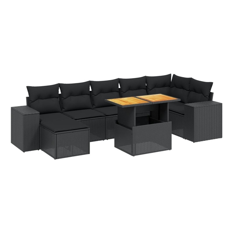 vidaXL 8 Piece Solid Acacia Wood Sofa Set in Black