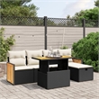 vidaXL 6 Piece Solid Acacia Wood Sofa Set in Black