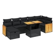 vidaXL 8 Piece Solid Acacia Wood Small Sofa Set in Black