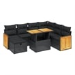 vidaXL 8 Piece Solid Acacia Wood Sofa Set in Black