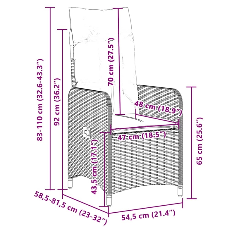 vidaXL 7 Piece Steel Bistro Set in Black/White/Cream