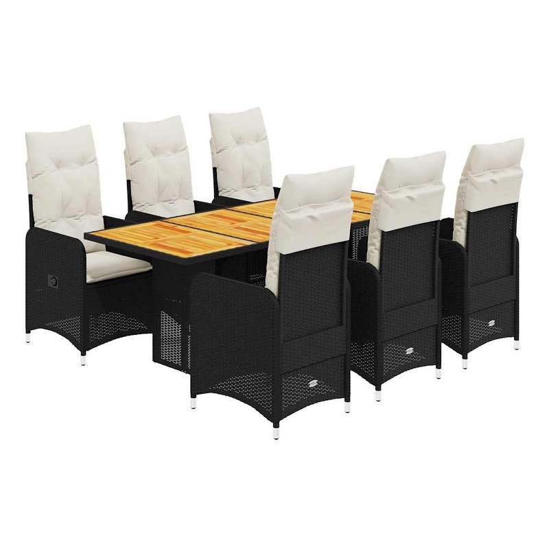 vidaXL 7 Piece Steel Bistro Set in Black/White/Cream