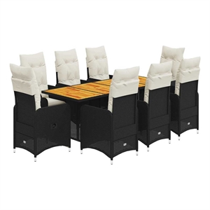 vidaXL 9 Piece Steel Bistro Set in Black