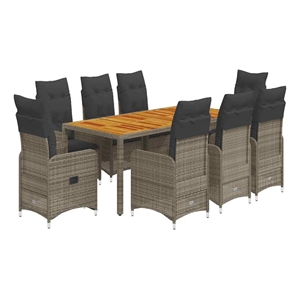 vidaXL 9 Piece Steel Bistro Set in Gray