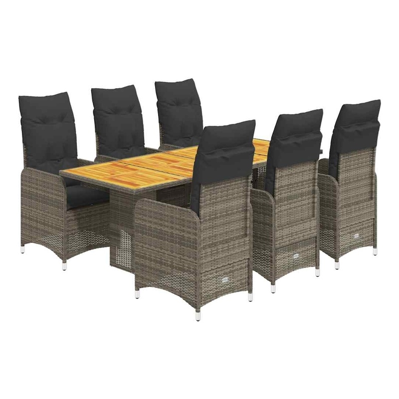 vidaXL 7 Piece Solid Acacia Wood Bistro Set in Gray
