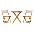 vidaXL 3 Piece Solid Acacia Wood Small Bistro Set in Beige