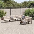 vidaXL 6 Piece Steel Large Sofa Set in Black/Taupe