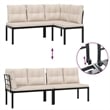 vidaXL 6 Piece Steel Large Sofa Set in Black/Taupe