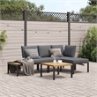 vidaXL 4 Piece Aluminum Large Sofa Set in Black/Brown/Anthracite