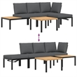 vidaXL 4 Piece Aluminum Large Sofa Set in Black/Brown/Anthracite