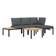 vidaXL 4 Piece Aluminum Large Sofa Set in Black/Brown/Anthracite
