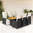 vidaXL 7 Piece Solid Acacia Wood Bistro Set in Black