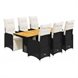 vidaXL 7 Piece Solid Acacia Wood Bistro Set in Black