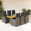 vidaXL 7 Piece Solid Acacia Wood Large Bistro Set in Gray