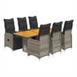 vidaXL 7 Piece Solid Acacia Wood Large Bistro Set in Gray