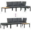 vidaXL 3 Piece Aluminum Sofa Set in Black/Anthracite
