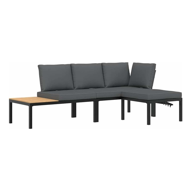 vidaXL 3 Piece Aluminum Sofa Set in Black/Anthracite