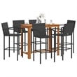 vidaXL Solid Acacia Wood Large Bar Set in Black