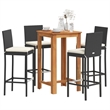 vidaXL 5 Piece Solid Acacia Wood Standard Bar Set in Black