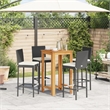 vidaXL 5 Piece Solid Acacia Wood Standard Bar Set in Black