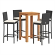 vidaXL 5 Piece Solid Acacia Wood Standard Bar Set in Black
