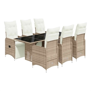 vidaXL 7 Piece Steel Large Bistro Set in Brown/Beige