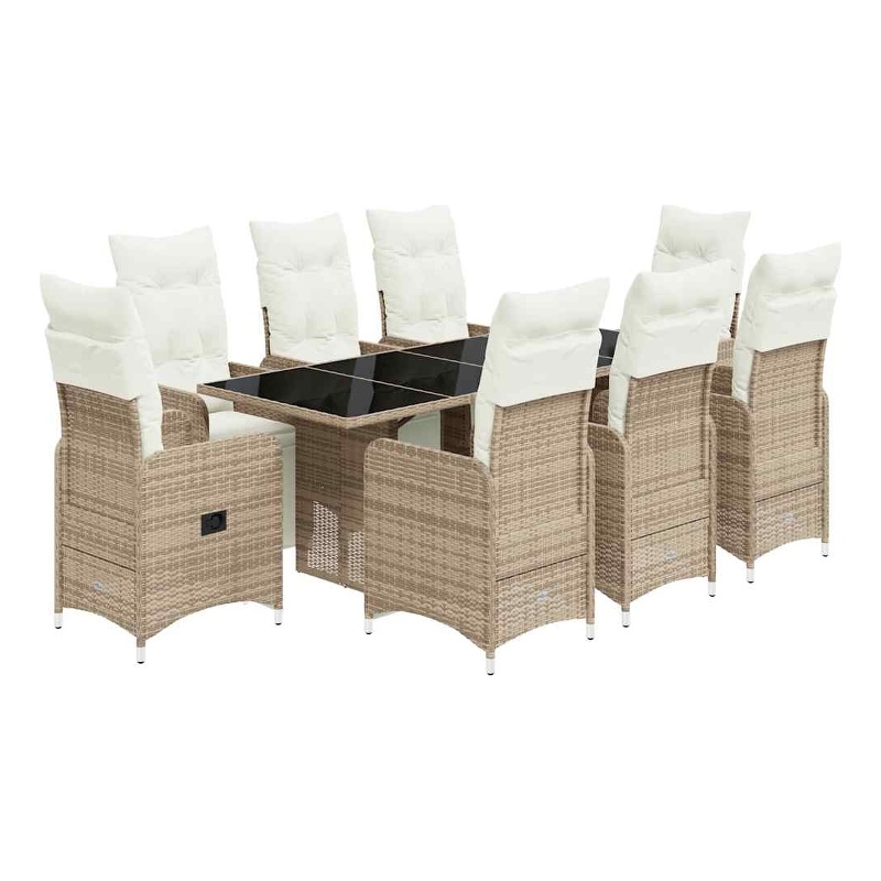 vidaXL 9 Piece Large Bistro Set in Brown