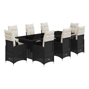 vidaXL 9 Piece Steel Bistro Set in Black