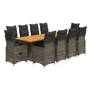 vidaXL 11 Piece Steel Bistro Set in Gray