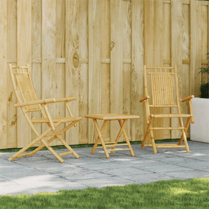 vidaXL 3 Piece Bamboo Bistro Set in Natural