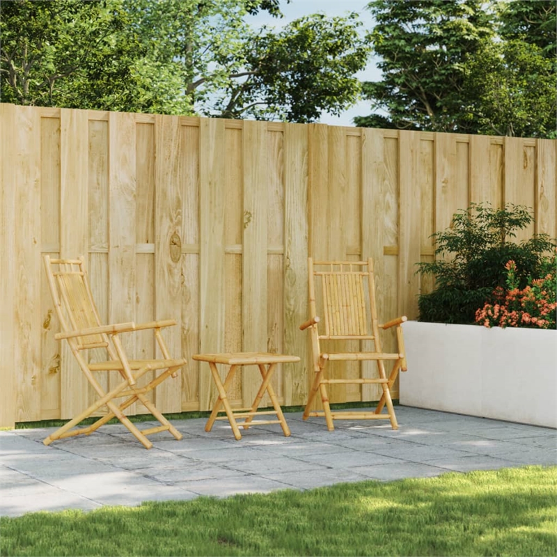 vidaXL 3 Piece Bamboo Bistro Set in Natural