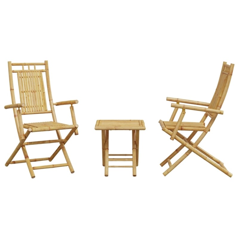 vidaXL 3 Piece Bamboo Bistro Set in Natural
