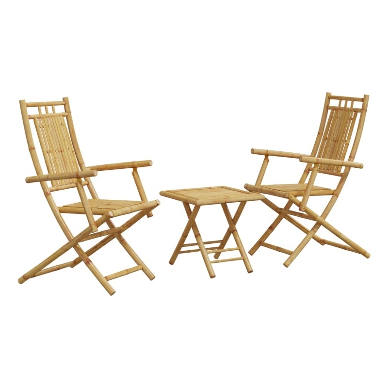 vidaXL 3 Piece Bamboo Bistro Set in Natural
