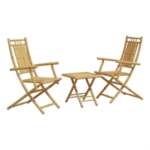 vidaXL 3 Piece Bamboo Bistro Set in Natural