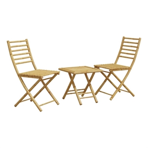 vidaXL 3 Piece Bamboo Bistro Set in Natural