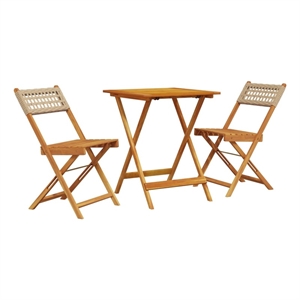 vidaXL 3 Piece Solid Acacia Wood Bistro Set in Beige