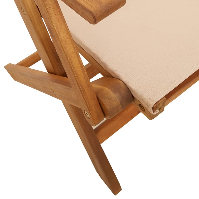 vidaXL 3 Piece Solid Acacia Wood Bistro Set in Beige