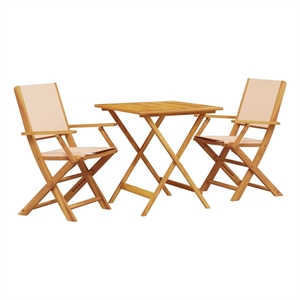vidaXL 3 Piece Solid Acacia Wood Bistro Set in Beige