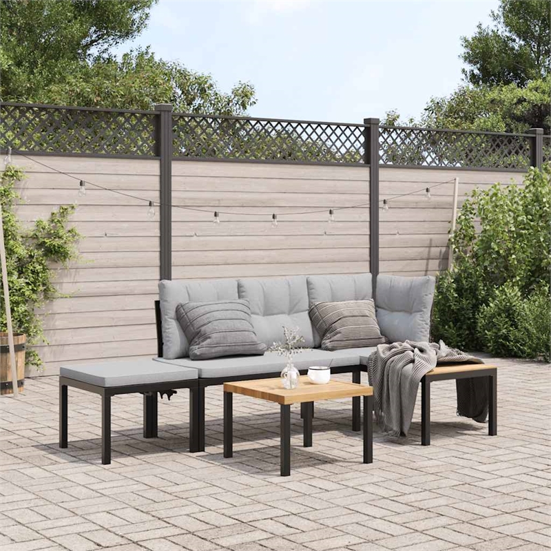 vidaXL Steel Bench in Black/Gray