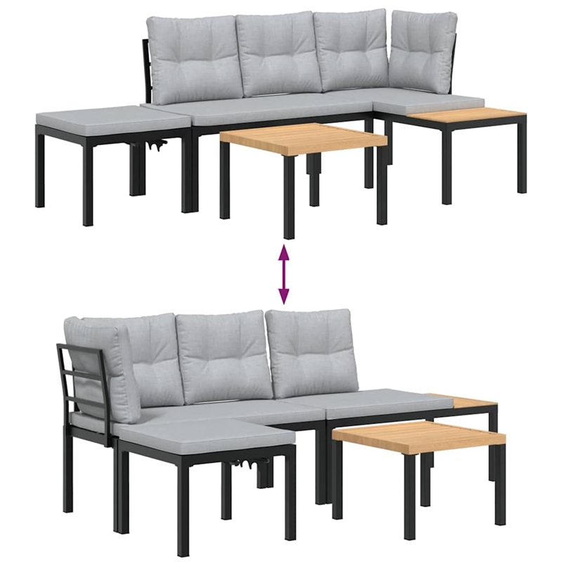 vidaXL Steel Bench in Black/Gray