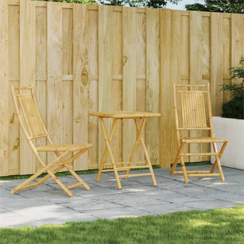 vidaXL Bamboo Small Bistro Set in Natural