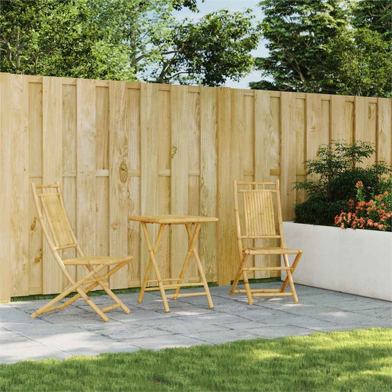 vidaXL Bamboo Small Bistro Set in Natural