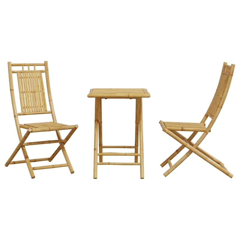 vidaXL Bamboo Small Bistro Set in Natural