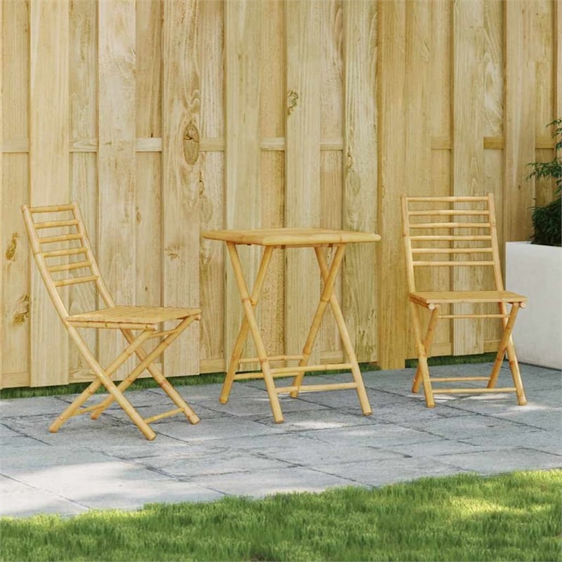 vidaXL Bamboo Small Bistro Set in Natural