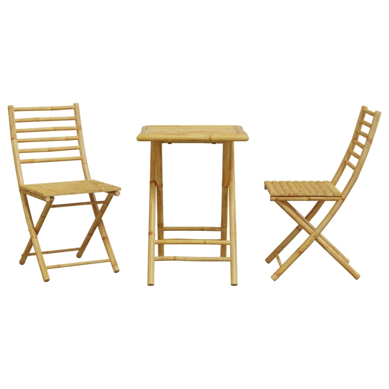 vidaXL Bamboo Small Bistro Set in Natural