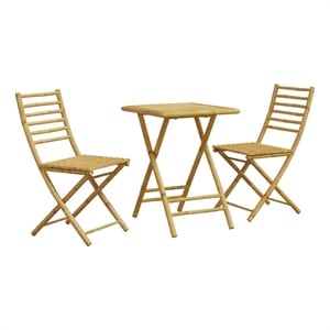 vidaXL Bamboo Small Bistro Set in Natural