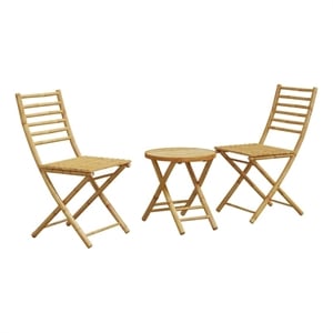 vidaXL 3 Piece Bamboo Small Bistro Set in Natural