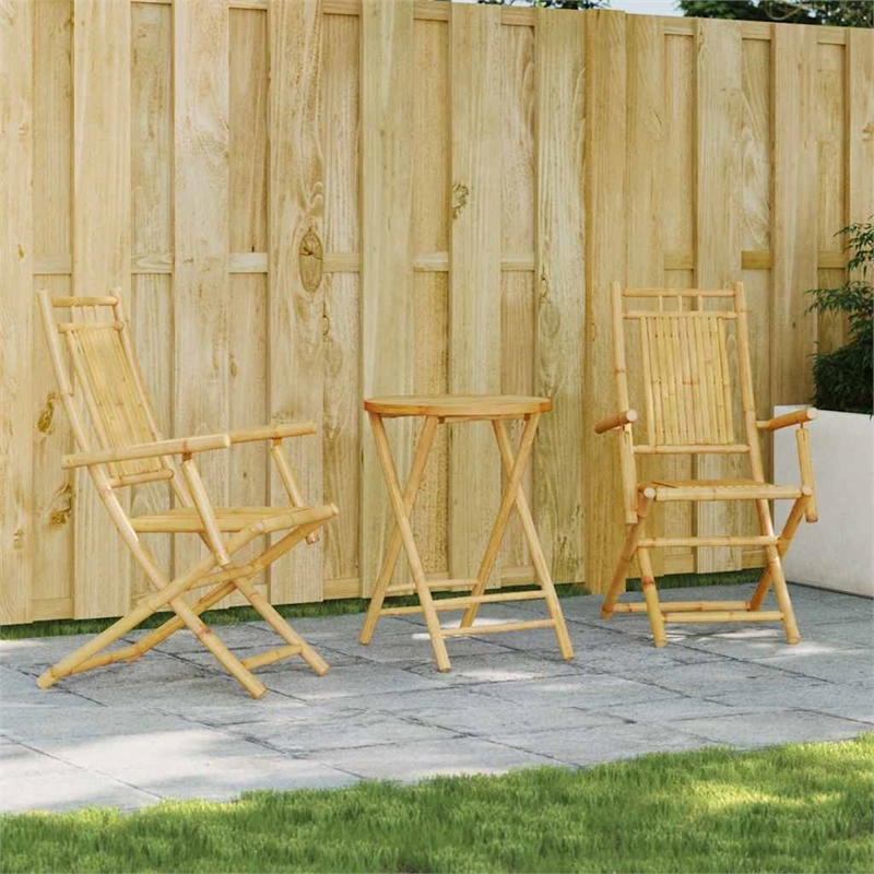 vidaXL Bamboo Bistro Set in Natural